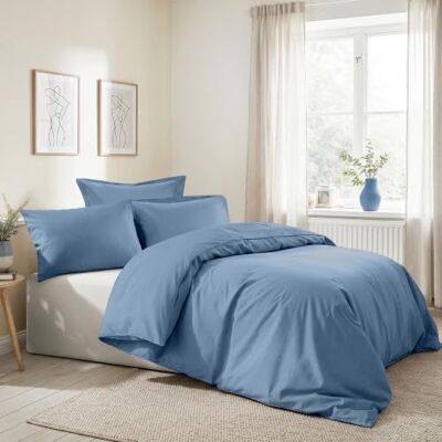 Nuit Des Rêves Ranforce Set di copertine per trapunta singola, XXL, 100% cotone, blu, 155 x 220 cm, include 80 x 80 cm, lavabile in lavatrice, chiusura a bottone, 155 thread Count Nuit Des Rêves Ranforce Set di copertine per trapunta singola, XXL, 100% cotone, blu, 155 x 220 cm, include 80 x 80 cm, lavabile in lavatrice, chiusura a bottone, 155 thread Count