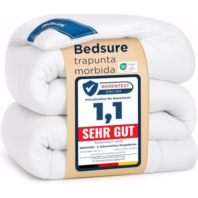 Bedsure Piumino Singolo 4 Stagioni Trapunta 155x220 cm Fibra Cava 300g/m², OEKO-TEX, Ipoallergenico, Traspirante, Lavabile in Lavatrice, Resistente, Bianco Bedsure Piumino Singolo 4 Stagioni Trapunta 155x220 cm Fibra Cava 300g/m², OEKO-TEX, Ipoallergenico, Traspirante, Lavabile in Lavatrice, Resistente, Bianco
