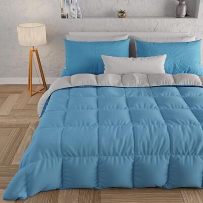 PETTI Artigiani Italiani Trapunta Singola Invernale, Piumone Singolo, Tinta Unita Double Face Celeste Grigio 100% Made in Italy PETTI Artigiani Italiani Trapunta Singola Invernale, Piumone Singolo, Tinta Unita Double Face Celeste Grigio 100% Made in Italy