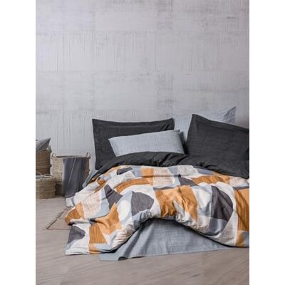 Nuit Des Rêves Ranforce Set di copertine per trapunta singola, XXL, 155 x 220 cm, 100% cotone, colore grigio, stampa reattiva, lavabile in lavatrice, chiusura a bottone, morbido e alla moda, doppio Nuit Des Rêves Ranforce Set di copertine per trapunta singola, XXL, 155 x 220 cm, 100% cotone, colore grigio, stampa reattiva, lavabile in lavatrice, chiusura a bottone, morbido e alla moda, doppio