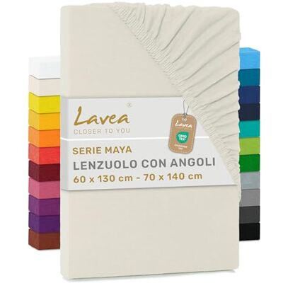 Lavea ® Lenzuolo con Angoli Lettino Bimbo 60x140 cm 100% Cotone Morbido e Traspirante per Materassi alti fino a 12 cm con Elastico in Jersey Crema Lavea ® Lenzuolo con Angoli Lettino Bimbo 60x140 cm 100% Cotone Morbido e Traspirante per Materassi alti fino a 12 cm con Elastico in Jersey Crema