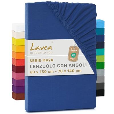 Lavea ® Lenzuolo con Angoli Lettino Bimbo 60x140 cm 100% Cotone Morbido e Traspirante per Materassi alti fino a 12 cm con Elastico in Jersey Blu royal Lavea ® Lenzuolo con Angoli Lettino Bimbo 60x140 cm 100% Cotone Morbido e Traspirante per Materassi alti fino a 12 cm con Elastico in Jersey Blu royal
