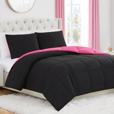 Juicy Couture Set piumino, nero/rosa acceso, completo/queen size Juicy Couture Set piumino, nero/rosa acceso, completo/queen size