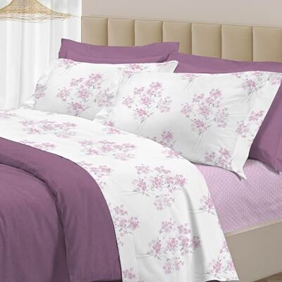 PENSIERI DELICATI Completo Letto Matrimoniale 100% Cotone, Completo 250x300 Comprensivo di Lenzuolo Sotto, Lenzuolo Sopra e 1 Federa a due Volant, Made in Italy, Fantasia Primavera Rosa PENSIERI DELICATI Completo Letto Matrimoniale 100% Cotone, Completo 250x300 Comprensivo di Lenzuolo Sotto, Lenzuolo Sopra e 1 Federa a due Volant, Made in Italy, Fantasia Primavera Rosa