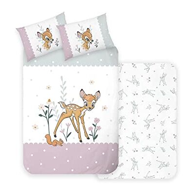 Disney Home Bambi Biancheria da letto per bambini, 100 x 135 cm, federa 40 x 60 cm, biancheria da letto per bambini, super morbida, 100% cotone, 2 pezzi Disney Home Bambi Biancheria da letto per bambini, 100 x 135 cm, federa 40 x 60 cm, biancheria da letto per bambini, super morbida, 100% cotone, 2 pezzi