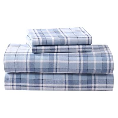 Laura Ashley Home Set di lenzuola per letto matrimoniale, in flanella di cotone, spazzolato per una maggiore morbidezza e comfort (Mulholland Plaid blu, Queen) Laura Ashley Home Set di lenzuola per letto matrimoniale, in flanella di cotone, spazzolato per una maggiore morbidezza e comfort (Mulholland Plaid blu, Queen)
