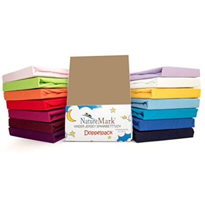 NatureMark Confezione risparmio, set di 2 lenzuoli con angoli in Jersey 100% cotone per letto bambini, testato öko Tex, vari colori, Tessuto, sabbia / cappuccino, 70 x 140 cm NatureMark Confezione risparmio, set di 2 lenzuoli con angoli in Jersey 100% cotone per letto bambini, testato öko Tex, vari colori, Tessuto, sabbia / cappuccino, 70 x 140 cm