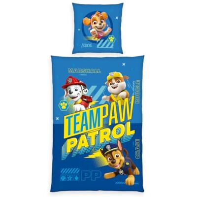 Herding Set biancheria da Letto, Paw Patrol, federa 80 x 80 cm con bottoni e design reversibile, copripiumino 135 x 200 cm con chiusura a bottoni, 100% cotone Herding Set biancheria da Letto, Paw Patrol, federa 80 x 80 cm con bottoni e design reversibile, copripiumino 135 x 200 cm con chiusura a bottoni, 100% cotone