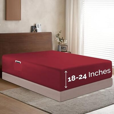 Elegant Comfort 1500, Lenzuolo con angoli per letto singolo, con tasca extra profonda per materasso alto, lussuoso e morbido, con tasca intelligente, senza pieghe, per letto matrimoniale, colore: Elegant Comfort 1500, Lenzuolo con angoli per letto singolo, con tasca extra profonda per materasso alto, lussuoso e morbido, con tasca intelligente, senza pieghe, per letto matrimoniale, colore: