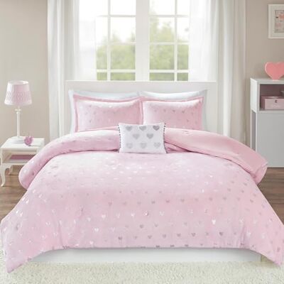 Intelligent Design MI ZONE Overfilled Down Alternative Set di biancheria da letto ipoallergenica per tutte le stagioni, poliestere, rosa/argento, doppia Intelligent Design MI ZONE Overfilled Down Alternative Set di biancheria da letto ipoallergenica per tutte le stagioni, poliestere, rosa/argento, doppia