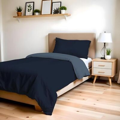 Italian Bed Linen Copripiumino Singolo, Tinta Unita DoubleFace, Parure Copripiumino ZOE, con Sacco Piumone 150x200cm con patella 50cm + federa 50x80cm BLU MARE/BLU Italian Bed Linen Copripiumino Singolo, Tinta Unita DoubleFace, Parure Copripiumino ZOE, con Sacco Piumone 150x200cm con patella 50cm + federa 50x80cm BLU MARE/BLU