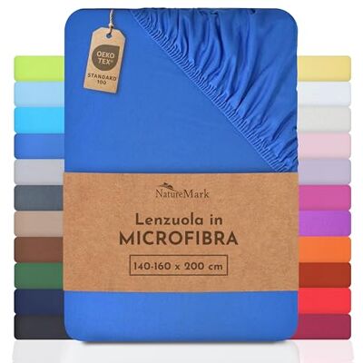 NatureMark lenzuolo in microfibra – morbido, traspirante e facile da curare – 90×200–120×200 cm, Blu Reale NatureMark lenzuolo in microfibra – morbido, traspirante e facile da curare – 90×200–120×200 cm, Blu Reale