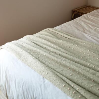 QABANE Runner da letto a pois effetto Mohair Poliestere Tessuto a pois con frange Uso versatile Plaid Stola Runner da letto 75 x 190 cm Verde QABANE Runner da letto a pois effetto Mohair Poliestere Tessuto a pois con frange Uso versatile Plaid Stola Runner da letto 75 x 190 cm Verde