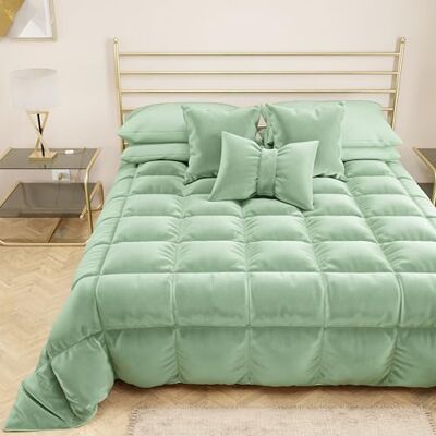 PETTI Artigiani Italiani Trapunta in Morbido e Caldo Velluto 350 g/m², Piumone Piazza e Mezza, Double Face, Trapunta Piazza e Mezza: 220x260 cm, Salvia, 100% Made in Italy PETTI Artigiani Italiani Trapunta in Morbido e Caldo Velluto 350 g/m², Piumone Piazza e Mezza, Double Face, Trapunta Piazza e Mezza: 220x260 cm, Salvia, 100% Made in Italy