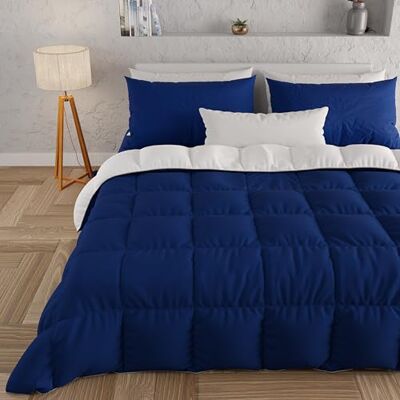 PETTI Artigiani Italiani Trapunta Singola Invernale, Piumone Singolo, Tinta Unita Double Face Blu Notte Bianco 100% Made in Italy PETTI Artigiani Italiani Trapunta Singola Invernale, Piumone Singolo, Tinta Unita Double Face Blu Notte Bianco 100% Made in Italy