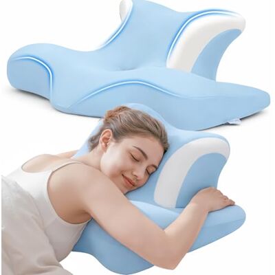 COSYLAND Cuscino Cervicale per Dormire Cuscino per Cervicale in Memory Foam a Lento Ritorno, Design Cavo Antipressione per Dormire su Fianco, Federa Traspirante Sfoderabile(Azzurro cielo) COSYLAND Cuscino Cervicale per Dormire Cuscino per Cervicale in Memory Foam a Lento Ritorno, Design Cavo Antipressione per Dormire su Fianco, Federa Traspirante Sfoderabile(Azzurro cielo)