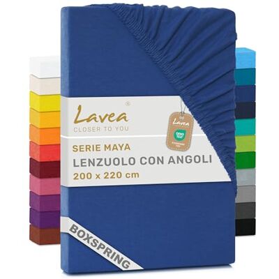 Lavea ® Lenzuolo con Angoli King Size 200x220 cm 100% Cotone Morbido e Traspirante per Materassi alti fino a 35 cm con Elastico in Jersey Blu royal Lavea ® Lenzuolo con Angoli King Size 200x220 cm 100% Cotone Morbido e Traspirante per Materassi alti fino a 35 cm con Elastico in Jersey Blu royal