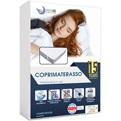 Dreamzie Coprimaterasso una Piazza e Mezza 120x200 cm OEKO TEX 4 Angoli Elastici Impermeabile Dreamzie Coprimaterasso una Piazza e Mezza 120x200 cm OEKO TEX 4 Angoli Elastici Impermeabile