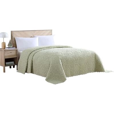 Beatrice Home Fashions Copriletto matrimoniale in ciniglia con fedi nuziali, colore: salvia Beatrice Home Fashions Copriletto matrimoniale in ciniglia con fedi nuziali, colore: salvia