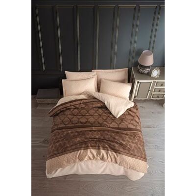 Nuit Des Rêves Elegante set di copertine singole (135 x 200 cm), marrone e marrone scuro, 65% cotone, 35% poliestere, 120 thread Count, lavabile in lavatrice, bottoni e chiusura Nuit Des Rêves Elegante set di copertine singole (135 x 200 cm), marrone e marrone scuro, 65% cotone, 35% poliestere, 120 thread Count, lavabile in lavatrice, bottoni e chiusura