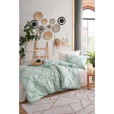 Nuit Des Rêves Water Green Set di copertine per trapunta singola, 135 x 200 cm, 65% cotone, 35% poliestere, lavabile in lavatrice, 120 thread Count, Button & Envelope Closure, design elegante Nuit Des Rêves Water Green Set di copertine per trapunta singola, 135 x 200 cm, 65% cotone, 35% poliestere, lavabile in lavatrice, 120 thread Count, Button & Envelope Closure, design elegante