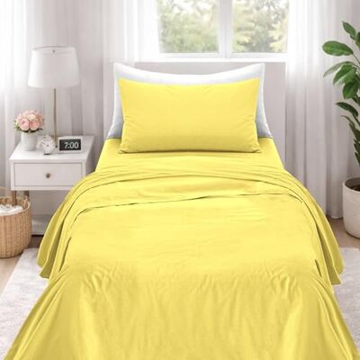 Ruggeri Set Lenzuola Completo Letto Singolo, Microfibra, Giallo Alta Qualità 1 Federa 50x80cm + 1 Lenzuolo con Angoli 90x200cm + 1 Lenzuolo Sopra 160x290cm Collezione Beat Ruggeri Set Lenzuola Completo Letto Singolo, Microfibra, Giallo Alta Qualità 1 Federa 50x80cm + 1 Lenzuolo con Angoli 90x200cm + 1 Lenzuolo Sopra 160x290cm Collezione Beat
