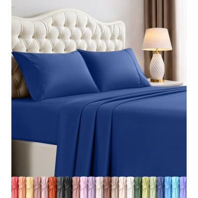 Utopia Bedding , set di lenzuola per letto matrimoniale king size, 4 pezzi, in microfibra spazzolata, resistenti al restringimento e allo scolorimento, facili da pulire (blu reale) Utopia Bedding , set di lenzuola per letto matrimoniale king size, 4 pezzi, in microfibra spazzolata, resistenti al restringimento e allo scolorimento, facili da pulire (blu reale)