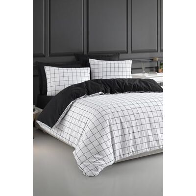 Nuit Des Rêves Set di copertine doppie (200 x 200 cm), colore nero e bianco, 65% cotone, 35% poliestere, 2 federe (80 x 80 cm), lavabile in lavatrice, design elegante Nuit Des Rêves Set di copertine doppie (200 x 200 cm), colore nero e bianco, 65% cotone, 35% poliestere, 2 federe (80 x 80 cm), lavabile in lavatrice, design elegante