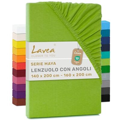 Lavea ® Lenzuolo con Angoli Una Piazza e Mezza Francese 140x200 cm 100% Cotone Morbido e Traspirante per Materassi alti fino a 20 cm con Elastico in Jersey Verde mela Lavea ® Lenzuolo con Angoli Una Piazza e Mezza Francese 140x200 cm 100% Cotone Morbido e Traspirante per Materassi alti fino a 20 cm con Elastico in Jersey Verde mela