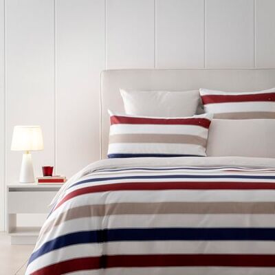 Tommy Hilfiger Copripiumino, bordeaux, raso 83 fili/cm², 100% cotone, motivo a righe, morbido e luminoso, 240x220 cm Tommy Hilfiger Copripiumino, bordeaux, raso 83 fili/cm², 100% cotone, motivo a righe, morbido e luminoso, 240x220 cm
