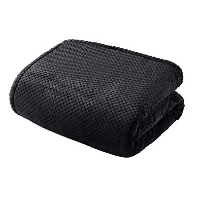 Sleepdown Coperta in pile a nido d'ape, super morbida, calda e accogliente, 150 x 200 cm, colore: nero Sleepdown Coperta in pile a nido d'ape, super morbida, calda e accogliente, 150 x 200 cm, colore: nero