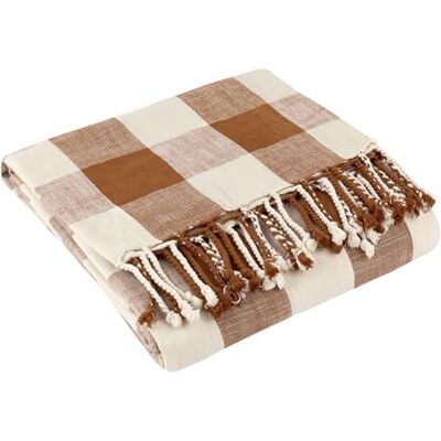Yard Chesil Check Tasselled Cotone 130cm x 170cm Coperta - Coperta Yard Chesil Check Tasselled Cotone 130cm x 170cm Coperta - Coperta