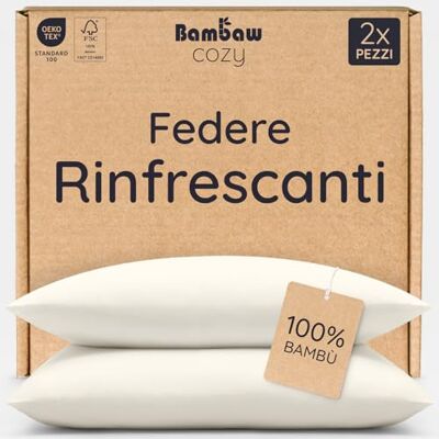 Bambaw Federa cuscino 65x65 cm bambu, Confezione da 2, Federe antiacaro e anallergiche, Biancheria da letto per la cura di viso e capelli, Federa cuscino fresca estate, Federe in bambu (Beige) Bambaw Federa cuscino 65x65 cm bambu, Confezione da 2, Federe antiacaro e anallergiche, Biancheria da letto per la cura di viso e capelli, Federa cuscino fresca estate, Federe in bambu (Beige)
