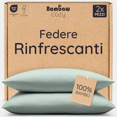 Bambaw Federa cuscini 40x60 bambu, Confezione da 2, Federe cuscino letto morbide e traspiranti, Biancheria da letto antiacaro e antimicrobica, Federa cuscino fresca estate antisudore (Verde Acqua) Bambaw Federa cuscini 40x60 bambu, Confezione da 2, Federe cuscino letto morbide e traspiranti, Biancheria da letto antiacaro e antimicrobica, Federa cuscino fresca estate antisudore (Verde Acqua)