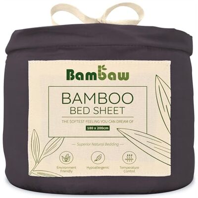 Bambaw Lenzuolo con angoli 180x200 bambu, Lenzuolo rinfrescante per dormire, Altezza fino a 35 cm, Lenzuola matrimoniali antiacaro e rinfrescanti, Lenzuola matrimoniali fibra di bambu (Antracite) Bambaw Lenzuolo con angoli 180x200 bambu, Lenzuolo rinfrescante per dormire, Altezza fino a 35 cm, Lenzuola matrimoniali antiacaro e rinfrescanti, Lenzuola matrimoniali fibra di bambu (Antracite)