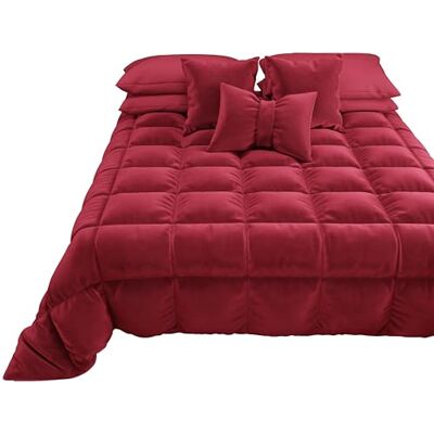 PETTI Artigiani Italiani Trapunta in Morbido e Caldo Velluto 350 g/m², Piumone Matrimoniale, Double Face, Trapunta Matrimoniale: 260x270 cm, Bordeaux, 100% Made in Italy PETTI Artigiani Italiani Trapunta in Morbido e Caldo Velluto 350 g/m², Piumone Matrimoniale, Double Face, Trapunta Matrimoniale: 260x270 cm, Bordeaux, 100% Made in Italy