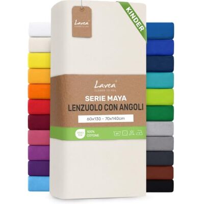 Lavea ® Lenzuolo con Angoli Lettino Bimbo 60x140 cm 100% Cotone Morbido e Traspirante per Materassi alti fino a 12 cm con Elastico in Jersey Crema Lavea ® Lenzuolo con Angoli Lettino Bimbo 60x140 cm 100% Cotone Morbido e Traspirante per Materassi alti fino a 12 cm con Elastico in Jersey Crema
