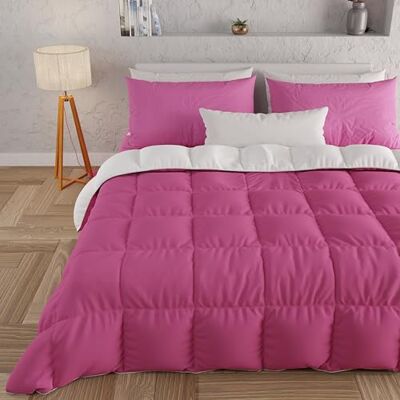 PETTI Artigiani Italiani Trapunta Una Piazza e Mezza Invernale, Piumone Una Piazza e Mezza, Tinta Unita Double Face Fuxia Bianco 100% Made in Italy PETTI Artigiani Italiani Trapunta Una Piazza e Mezza Invernale, Piumone Una Piazza e Mezza, Tinta Unita Double Face Fuxia Bianco 100% Made in Italy