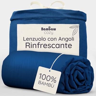 Bambaw Lenzuolo sotto con angoli matrimoniale bambu, 180x200 cm, Altezza fino a 35 cm, Lenzuola rinfrescanti matrimoniali, Biancheria da letto morbida, Lenzuola matrimoniali di bambu (Blu Marino) Bambaw Lenzuolo sotto con angoli matrimoniale bambu, 180x200 cm, Altezza fino a 35 cm, Lenzuola rinfrescanti matrimoniali, Biancheria da letto morbida, Lenzuola matrimoniali di bambu (Blu Marino)