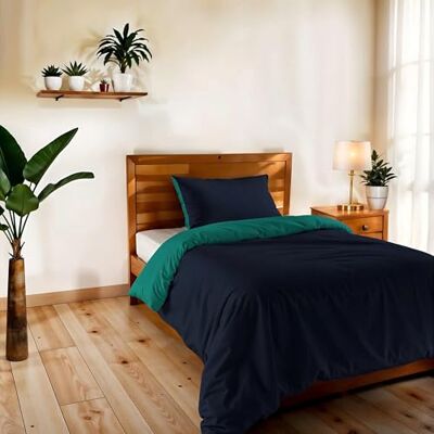 Italian Bed Linen Copripiumino Singolo, Tinta Unita Double Face, Parure Copripiumino VERA, con Sacco Piumone 150x200cm + federa 50x80cm BLU SCURO/ACQUA Italian Bed Linen Copripiumino Singolo, Tinta Unita Double Face, Parure Copripiumino VERA, con Sacco Piumone 150x200cm + federa 50x80cm BLU SCURO/ACQUA