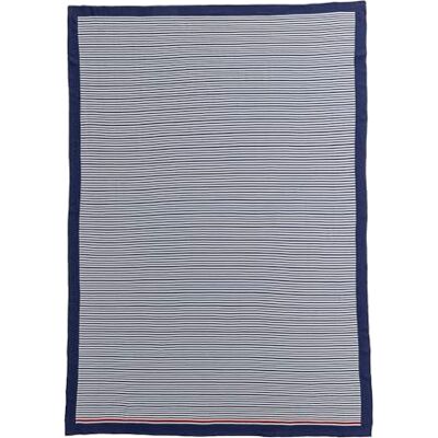 Tommy Hilfiger Plaid, blu navy, maglia, 100% cotone biologico, mini righe e bordo a tinta unita, morbido e moderno, 130x170 cm Tommy Hilfiger Plaid, blu navy, maglia, 100% cotone biologico, mini righe e bordo a tinta unita, morbido e moderno, 130x170 cm