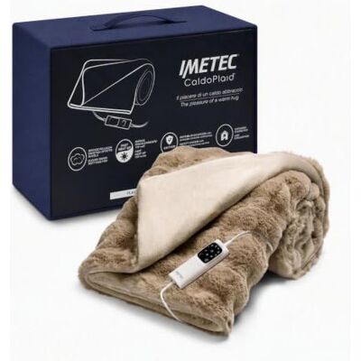 Imetec CaldoPlaid Adapto Pelliccia Effetto Nuvola Riscaldabile 160x120 Plaid elettrico 150W: calore rapido e costante, 6 livelli, timer 1/3/9h, Electro Block, retro velvet moka, lavabile 30°C Imetec CaldoPlaid Adapto Pelliccia Effetto Nuvola Riscaldabile 160x120 Plaid elettrico 150W: calore rapido e costante, 6 livelli, timer 1/3/9h, Electro Block, retro velvet moka, lavabile 30°C