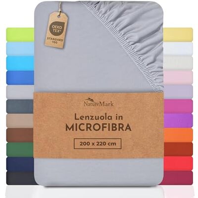 NatureMark - Lenzuolo con Angoli in Microfibra - Grigio argento NatureMark - Lenzuolo con Angoli in Microfibra - Grigio argento