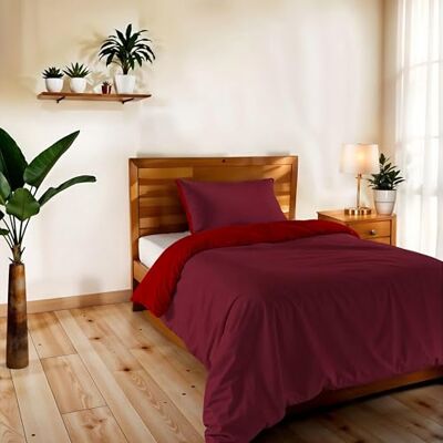 Italian Bed Linen Copripiumino Singolo, Tinta Unita Double Face, Parure Copripiumino VERA, con Sacco Piumone 150x200cm + federa 50x80cm BORDEAUX/ROSSO Italian Bed Linen Copripiumino Singolo, Tinta Unita Double Face, Parure Copripiumino VERA, con Sacco Piumone 150x200cm + federa 50x80cm BORDEAUX/ROSSO