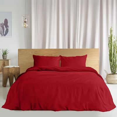Ruggeri Set Lenzuola Copripiumino Matrimoniale, Cotone, Rosso Ruggeri Set Lenzuola Copripiumino Matrimoniale, Cotone, Rosso