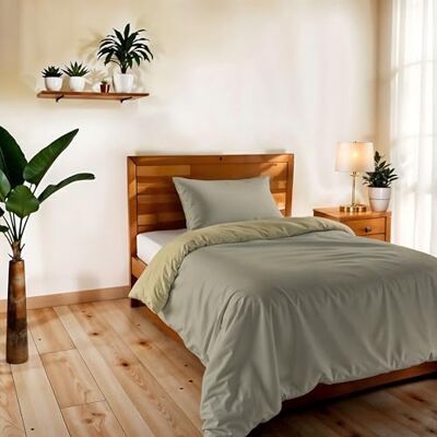 Italian Bed Linen Copripiumino Singolo, Tinta Unita Double Face, Parure Copripiumino VERA, con Sacco Piumone 150x200cm + federa 50x80cm TORTORA/PANNA Italian Bed Linen Copripiumino Singolo, Tinta Unita Double Face, Parure Copripiumino VERA, con Sacco Piumone 150x200cm + federa 50x80cm TORTORA/PANNA