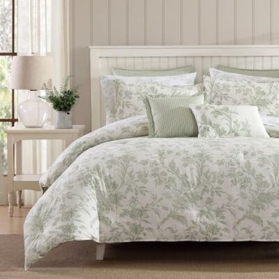 Laura Ashley Amberley Set, Cotone, Salvia/Bianco Sporco, Twin Laura Ashley Amberley Set, Cotone, Salvia/Bianco Sporco, Twin