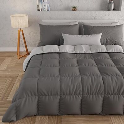 PETTI Artigiani Italiani Trapunta Matrimoniale Invernale, Piumone Matrimoniale, Tinta Unita Double Face Grigio 100% Made in Italy PETTI Artigiani Italiani Trapunta Matrimoniale Invernale, Piumone Matrimoniale, Tinta Unita Double Face Grigio 100% Made in Italy