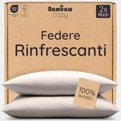 Bambaw Federe cuscini 80x80 cm bambu, Confezione da 2, Federa cuscino fresca estate, Federa refrigerante e antiacaro, Federe cuscini traspiranti e anti sudorazione, Certificate Oeko-Tex (Sabbia) Bambaw Federe cuscini 80x80 cm bambu, Confezione da 2, Federa cuscino fresca estate, Federa refrigerante e antiacaro, Federe cuscini traspiranti e anti sudorazione, Certificate Oeko-Tex (Sabbia)