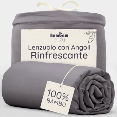Bambaw Lenzuolo in bambù con angoli 150x200 cm, Altezza fino a 35 cm, Lenzuola antiacaro, Biancheria da letto morbida, Lenzuola refrigeranti, Lenzuolo bambu, Certificato Oeko-Tex (Grigio Scuro) Bambaw Lenzuolo in bambù con angoli 150x200 cm, Altezza fino a 35 cm, Lenzuola antiacaro, Biancheria da letto morbida, Lenzuola refrigeranti, Lenzuolo bambu, Certificato Oeko-Tex (Grigio Scuro)